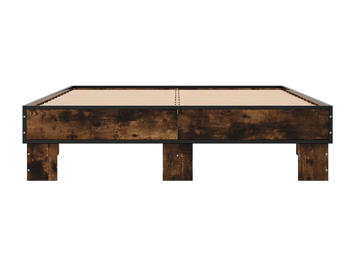 Cadre de lit sans matelas chêne fumé 135x190 cm