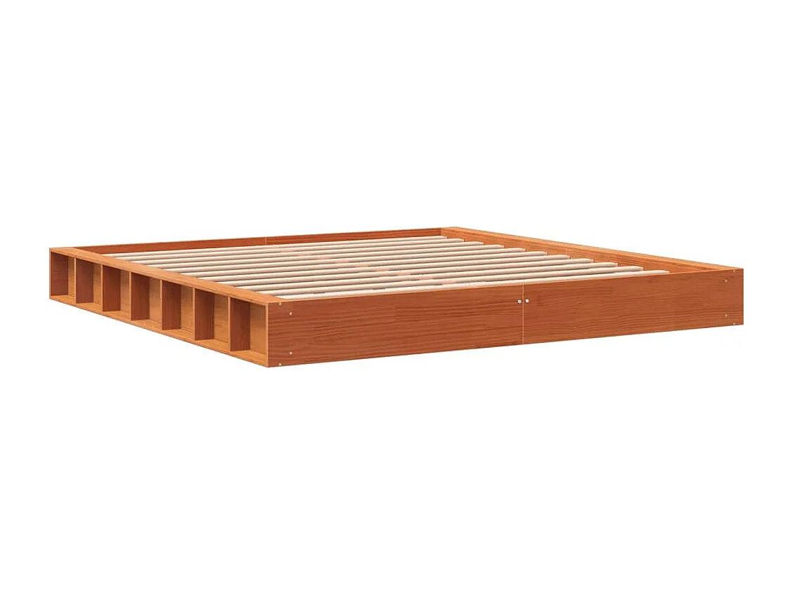 Cadre de lit sans matelas cire marron 180x200cm bois pin massif