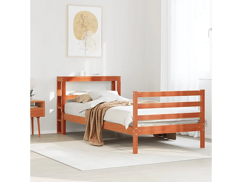 Bedframe zonder matras massief grenenhout wasbruin 90x200 cm