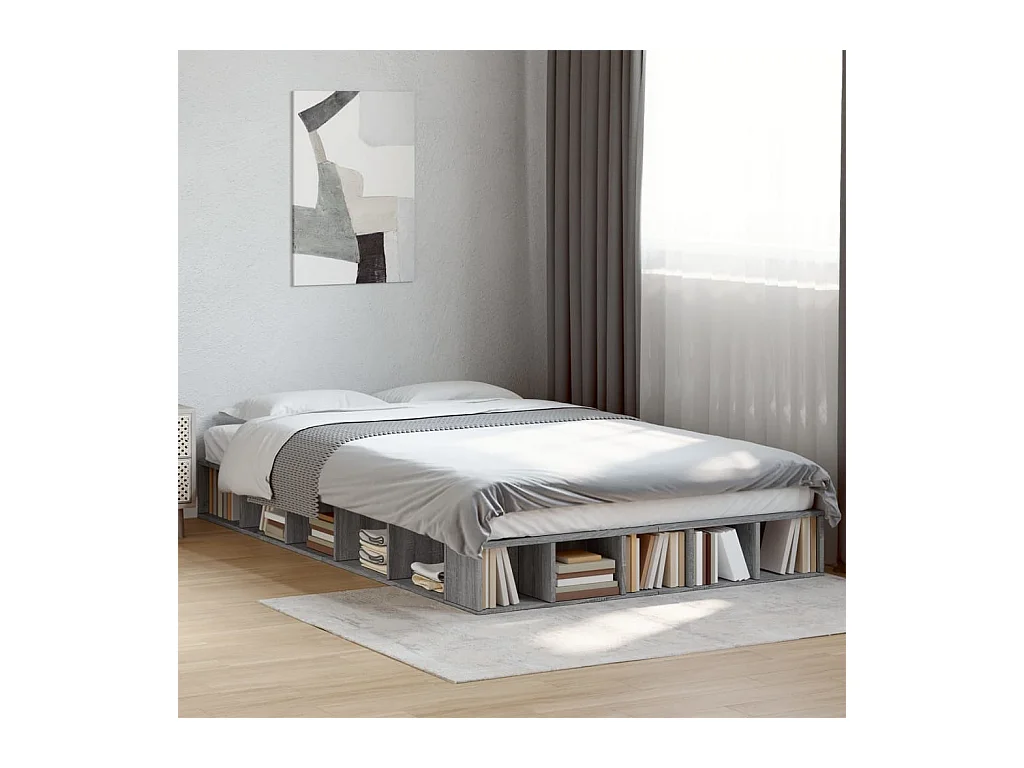 Cadre de lit sans matelas sonoma gris 135x190 cm
