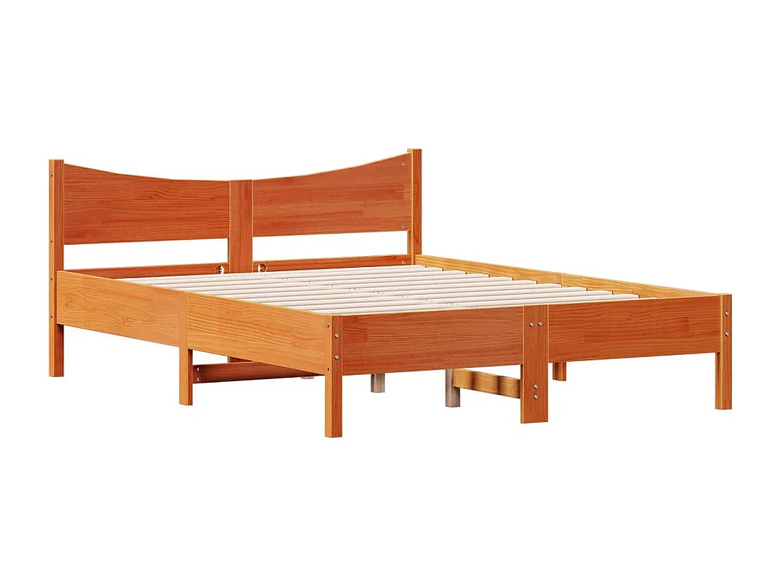 Massivholzbett ohne Matratze Wachsbraun 135x190 cm Kiefernholz