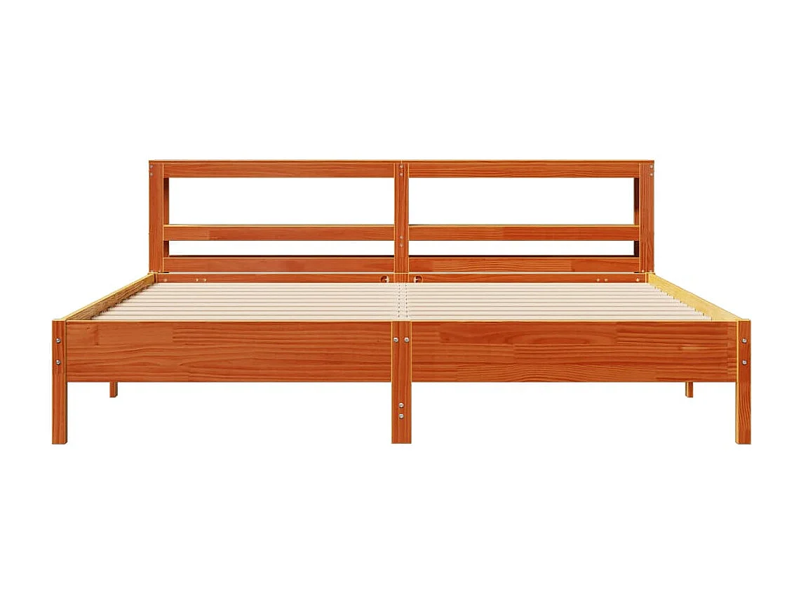 Letto senza Materasso Marrone Cera 200x200 cm in Legno di Pino