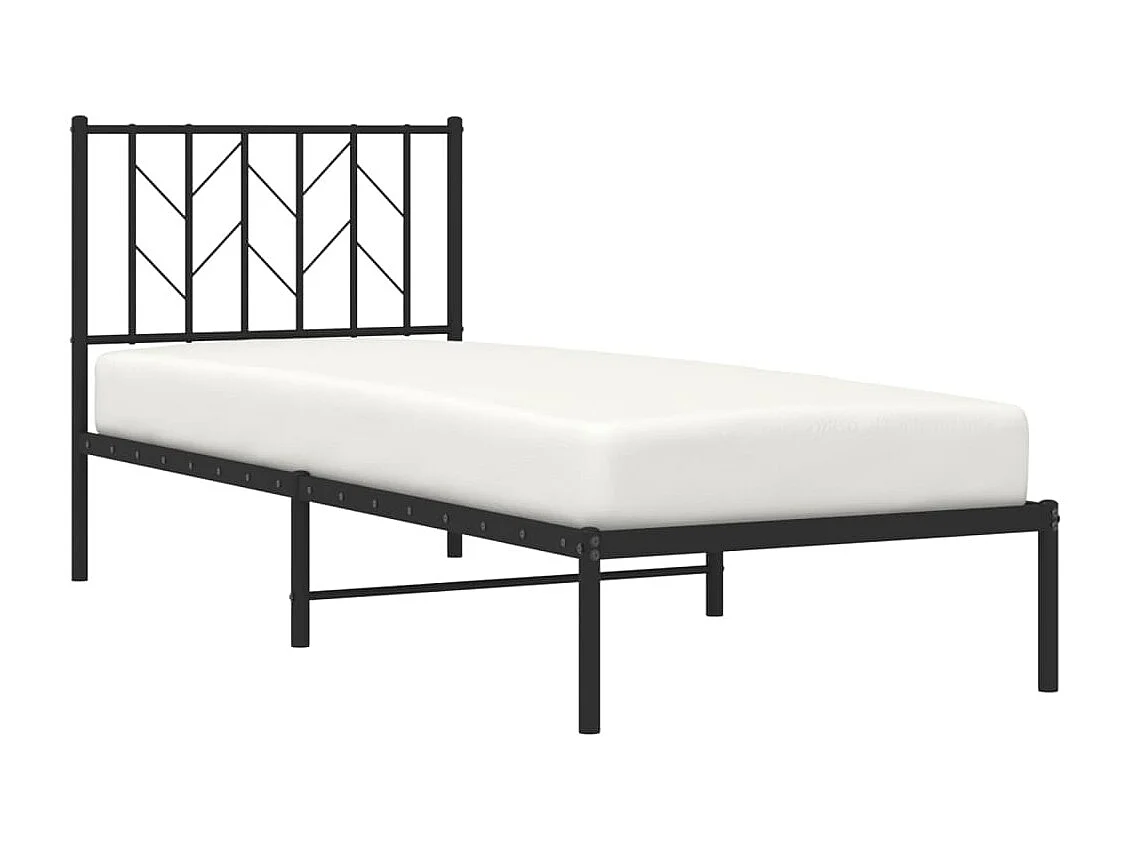 Giroletto con Testiera in Metallo Nero 80x200 cm