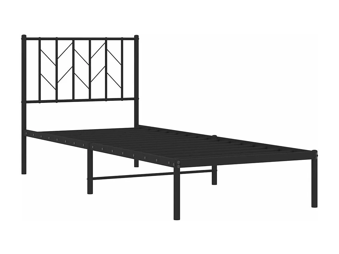 Giroletto con Testiera in Metallo Nero 80x200 cm