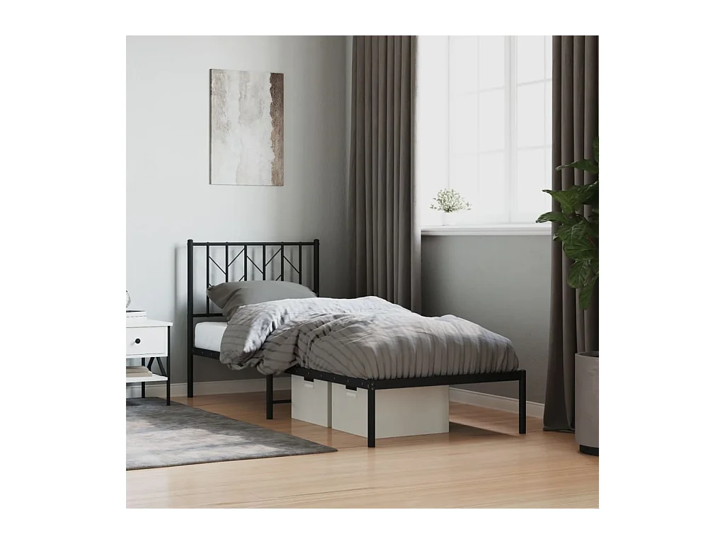 Giroletto con Testiera in Metallo Nero 80x200 cm