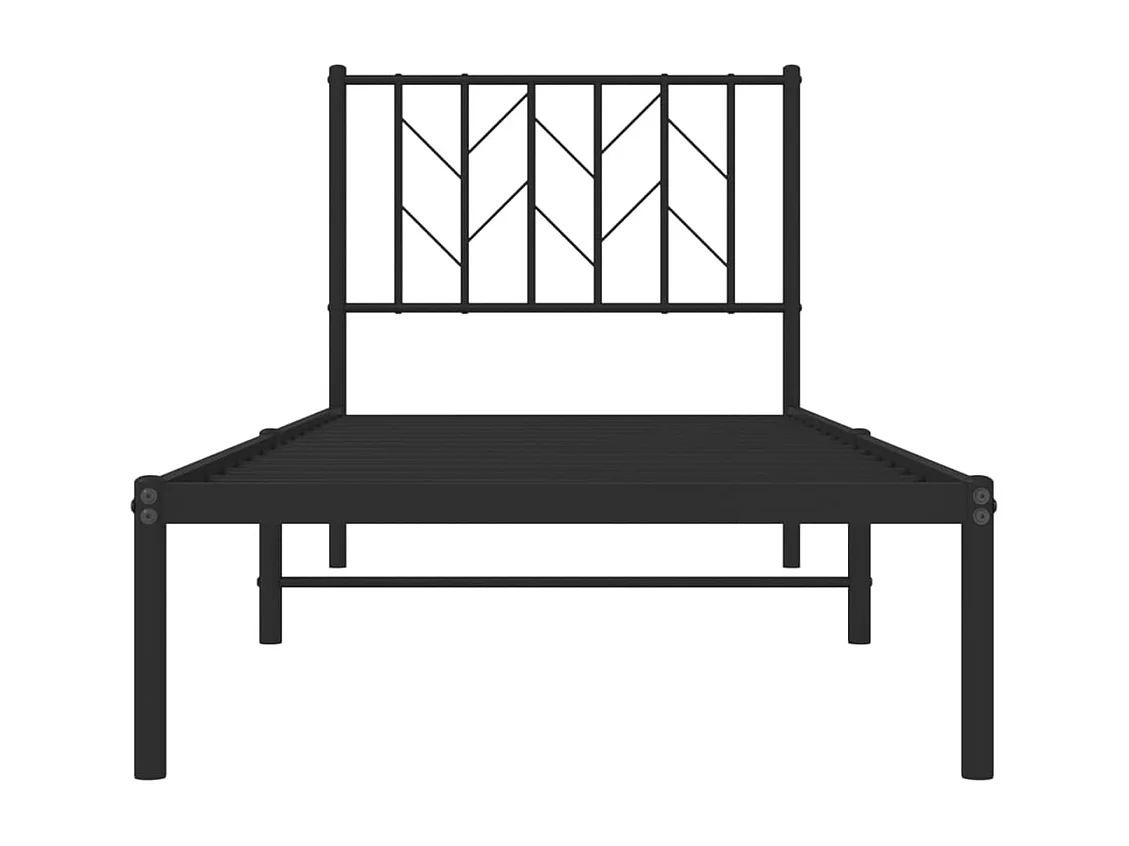 Bedframe met hoofdbord metaal zwart 80x200 cm