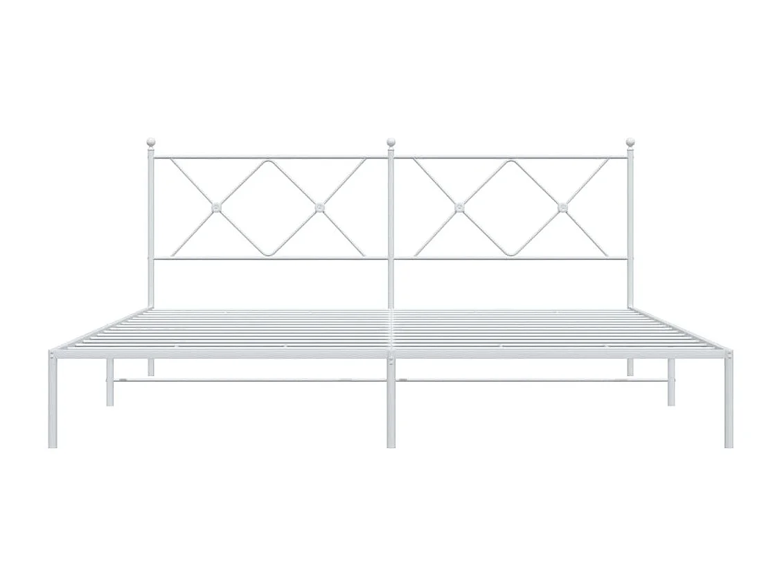 Cadre de lit métal sans matelas et tête de lit blanc 180x200 cm