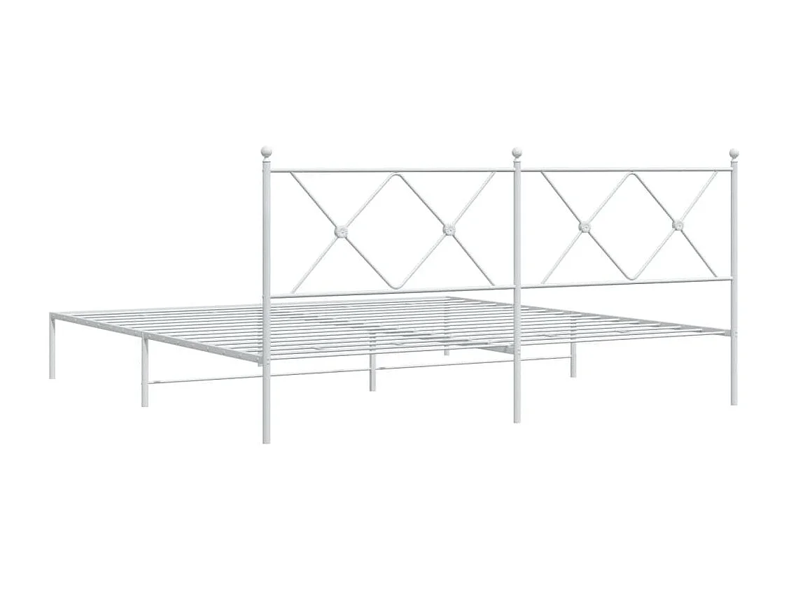 Cadre de lit métal sans matelas et tête de lit blanc 180x200 cm