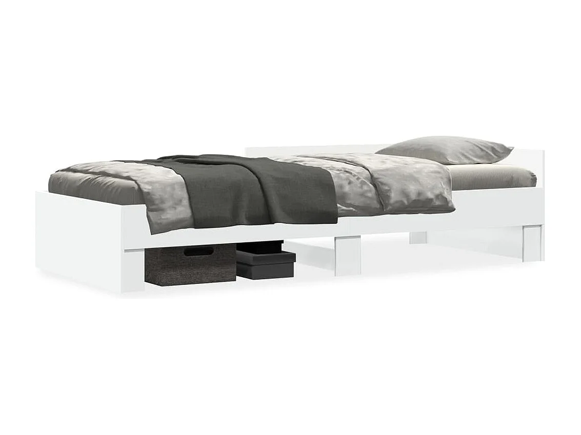 Cadre de lit sans matelas blanc 75x190 cm bois d'ingénierie