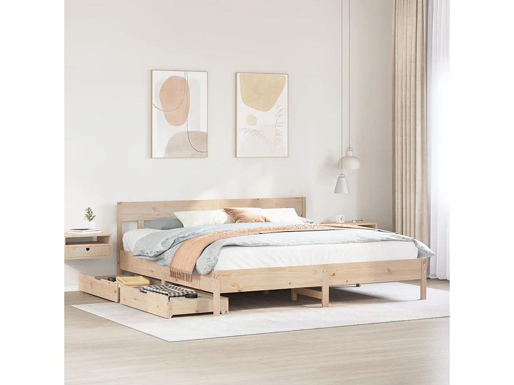 Estructura de cama sin colchón madera maciza de pino 200x200 cm