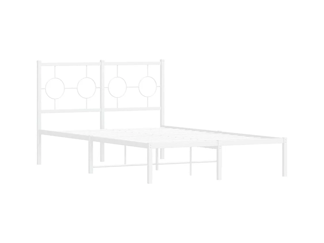 Cadre de lit métal sans matelas et tête de lit blanc 120x200 cm
