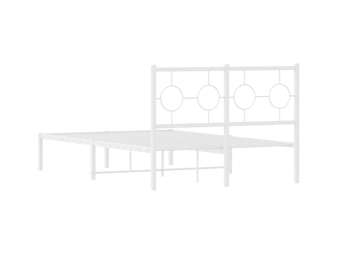 Cadre de lit métal sans matelas et tête de lit blanc 120x200 cm
