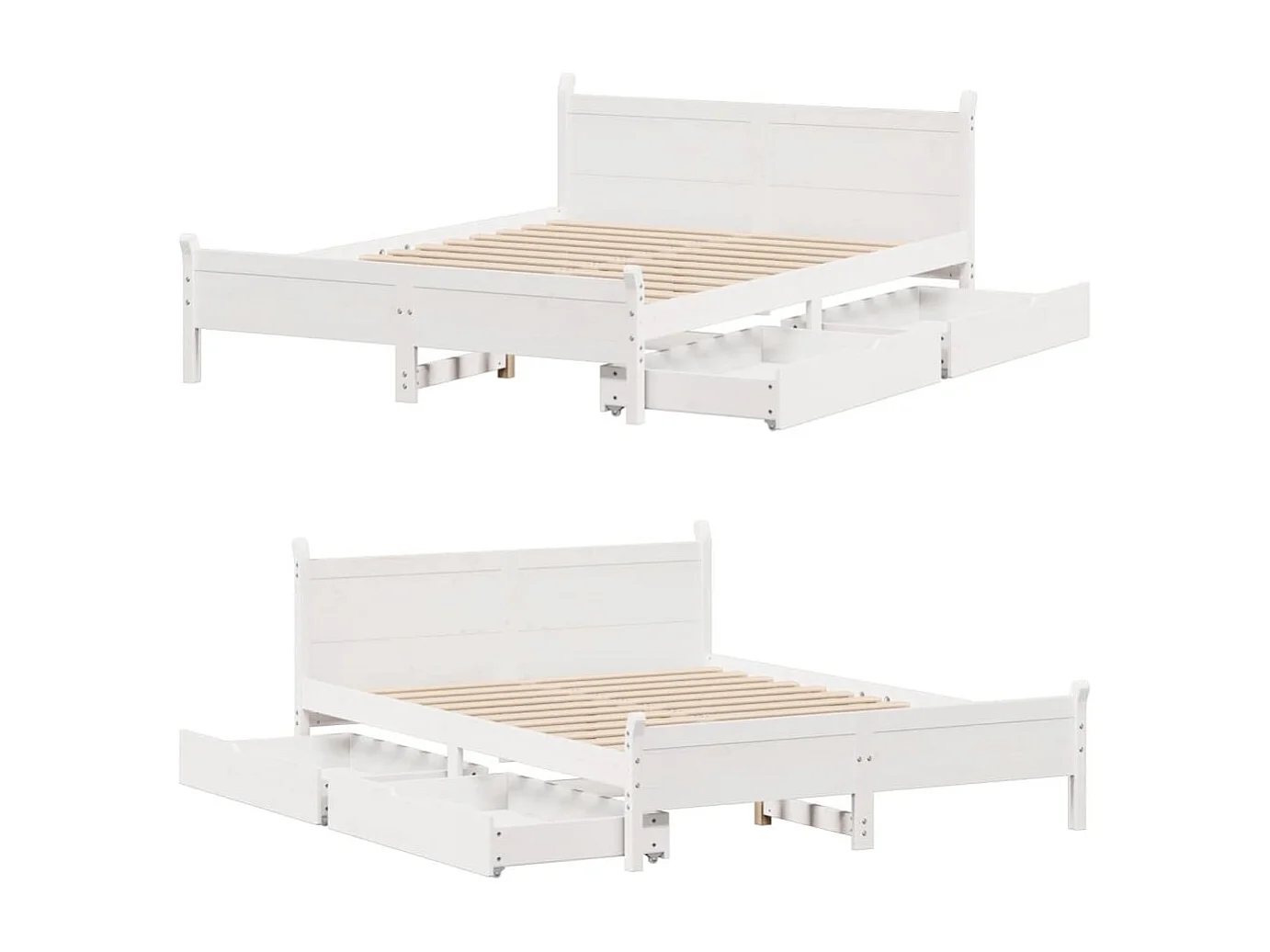 Letto senza Materasso Bianco 120x200 cm Legno Massello di Pino