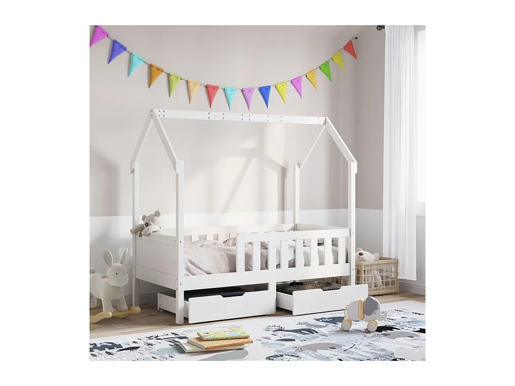 Cadre de lit enfant avec tiroirs sans matelas 70x140 cm bois