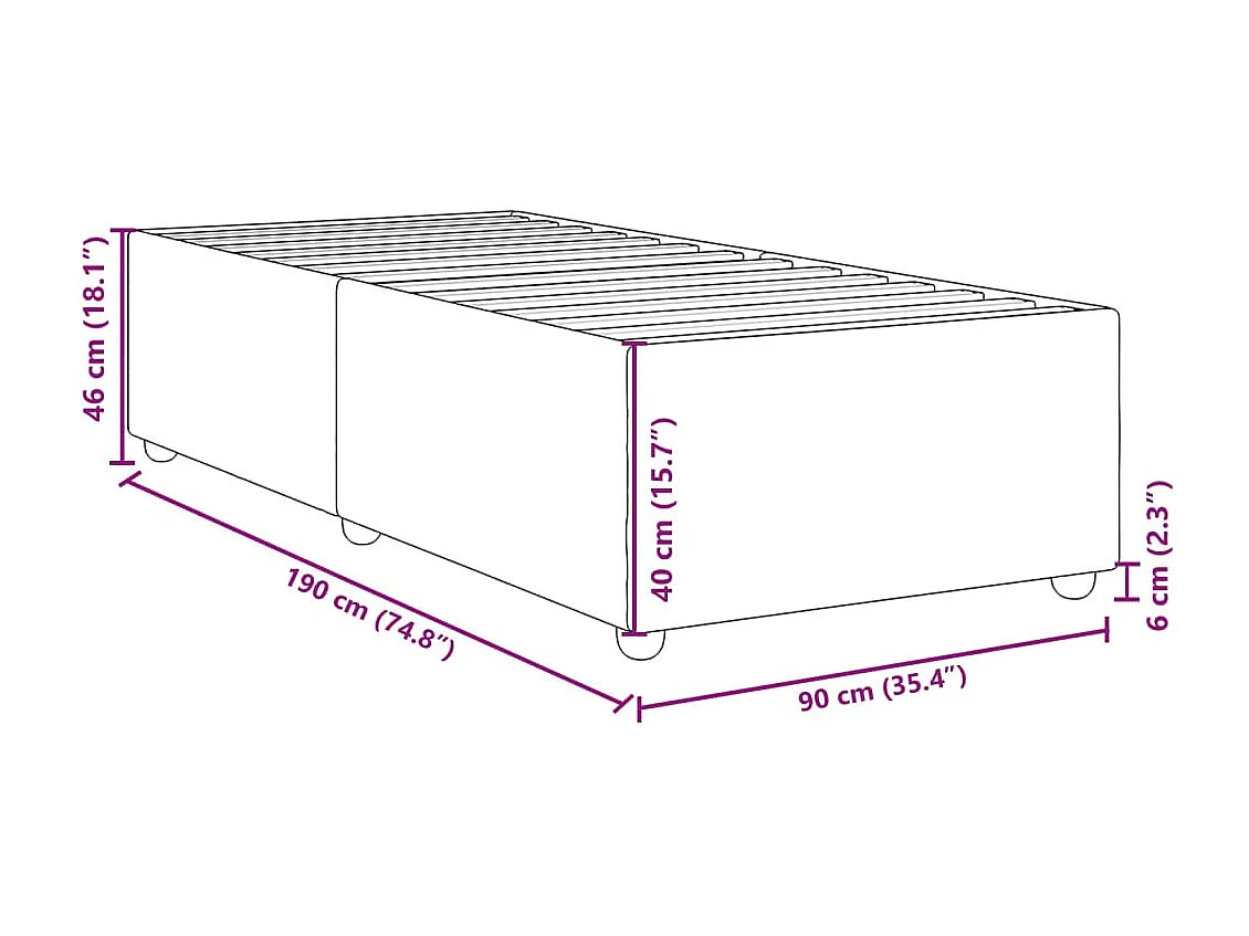 Cadre de lit sans matelas noir 90x190 cm tissu