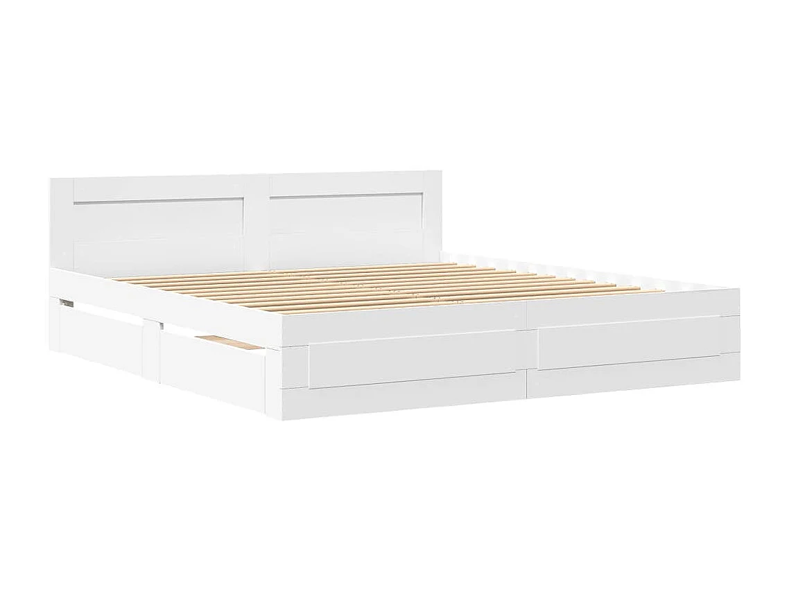 Cadre de lit avec tête de lit sans matelas blanc 200x200 cm