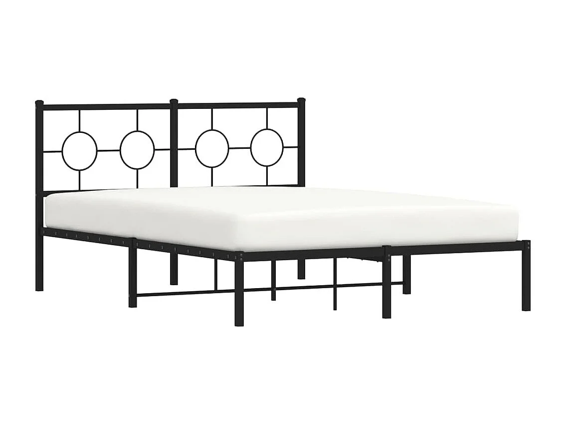 Cadre de lit métal sans matelas avec tête de lit noir 135x190cm
