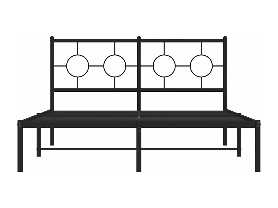 Bedframe met hoofdbord metaal zwart 135x190 cm