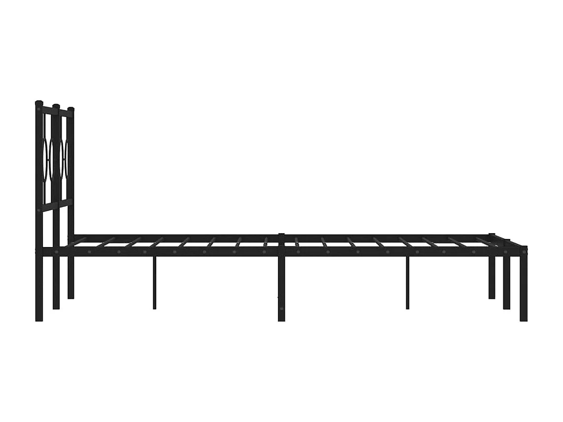 Bedframe met hoofdbord metaal zwart 135x190 cm