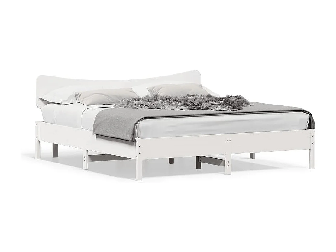 Cadre de lit sans matelas blanc 160x200 cm bois de pin massif