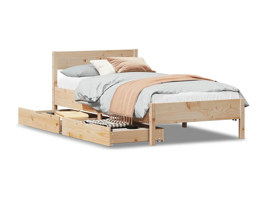 Cadre de lit sans matelas 75x190 cm bois de pin massif