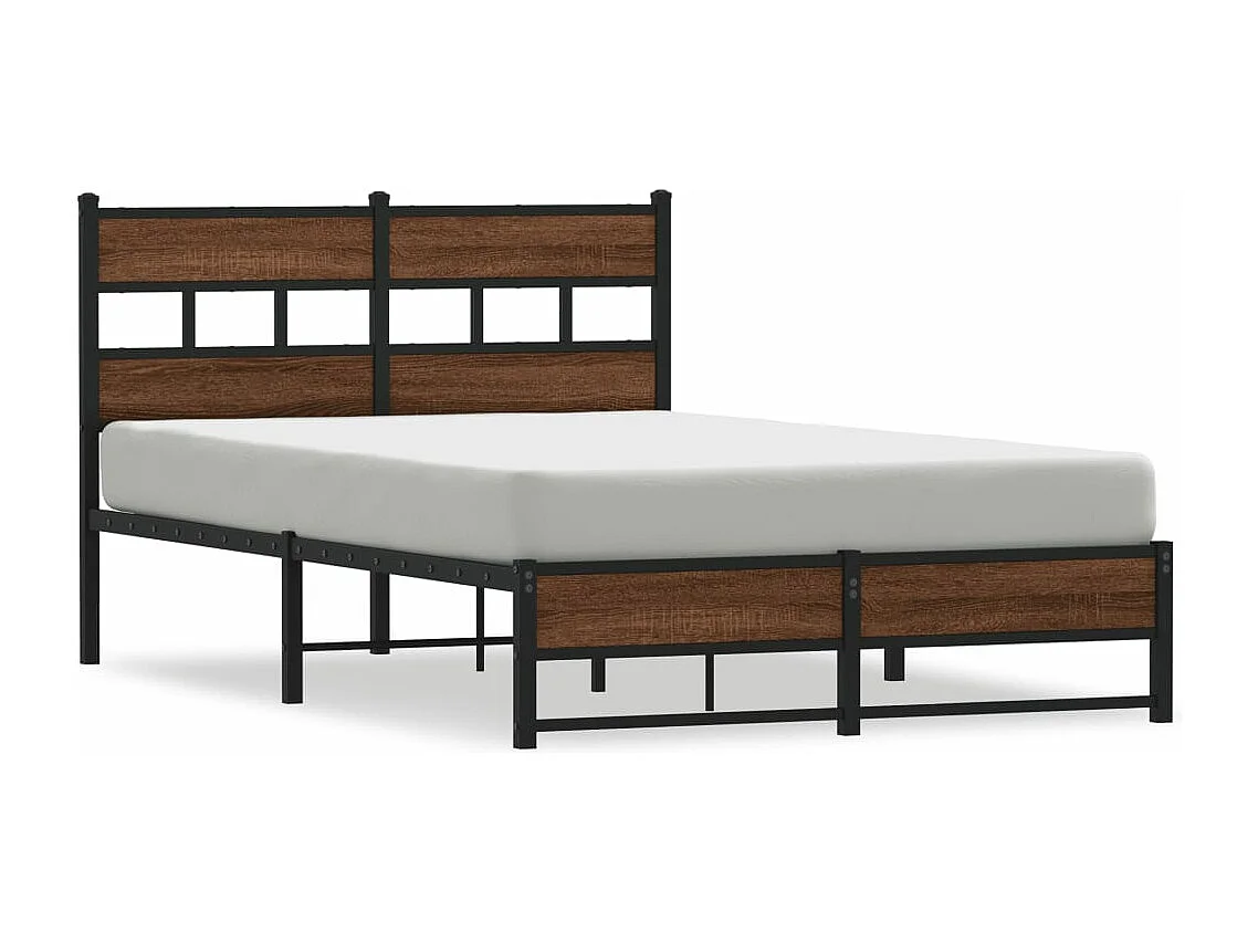 Cadre de lit en métal sans matelas chêne marron 120x190 cm