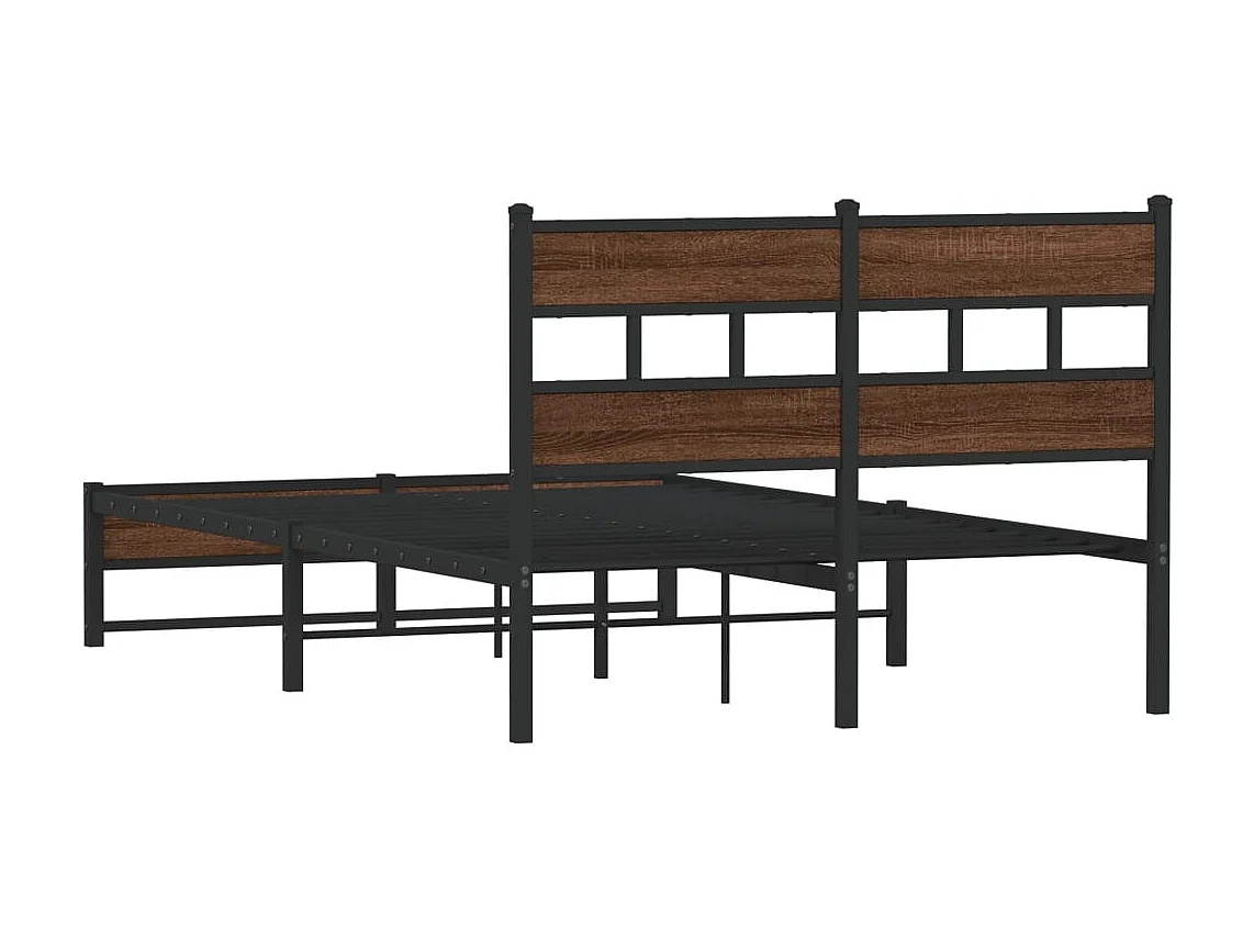 Cadre de lit en métal sans matelas chêne marron 120x190 cm