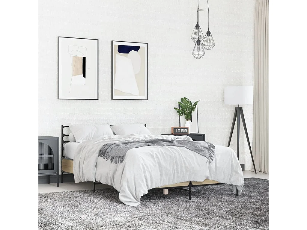 Cadre de lit sans matelas chêne sonoma 135x190 cm