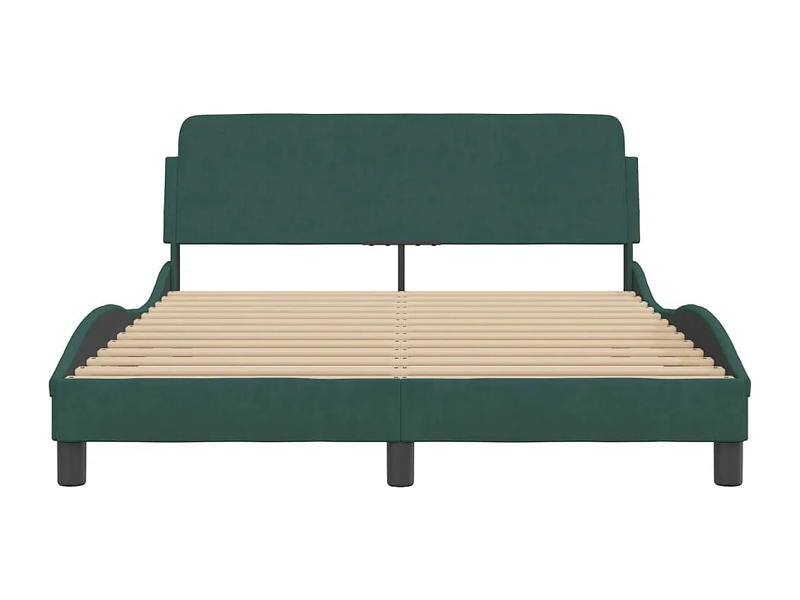 Cadre de lit sans matelas vert foncé 120x200 cm velours