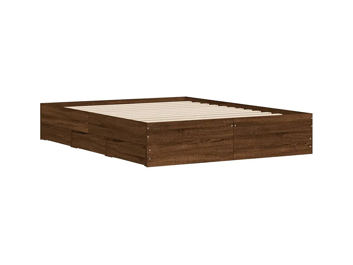 Bedframe met lades bewerkt hout bruin eikenkleur 140x200 cm
