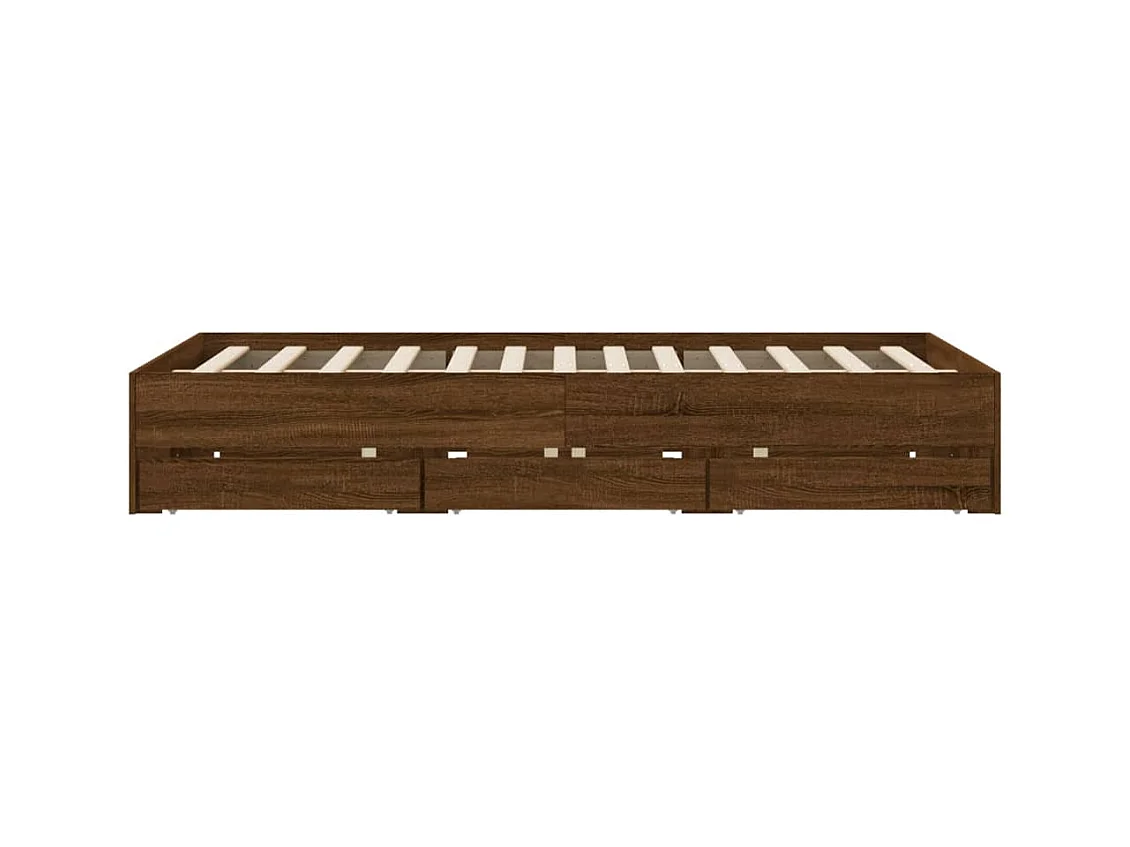 Bedframe met lades bewerkt hout bruin eikenkleur 140x200 cm