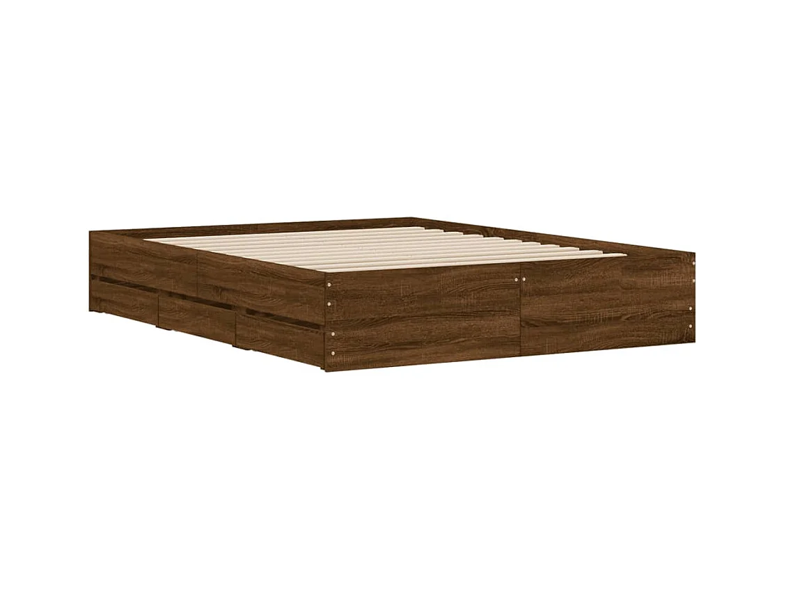 Bedframe met lades bewerkt hout bruin eikenkleur 140x200 cm