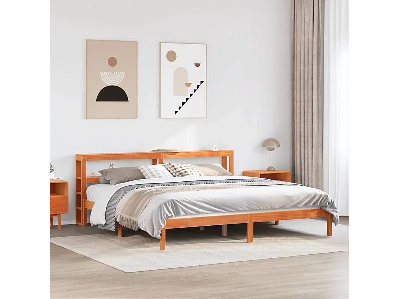 Cadre de lit et tête de lit sans matelas cire marron 180x200 cm