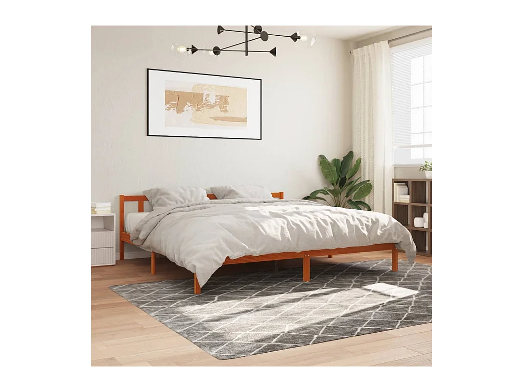 Giroletto senza Materasso Marrone Cera 200x200 cm Legno di Pino