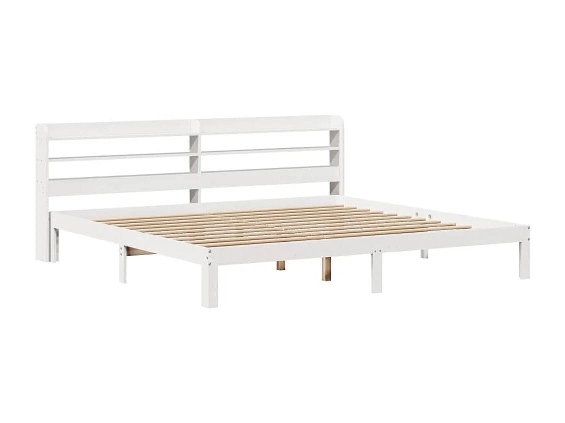 Cadre de lit avec tête de lit sans matelas blanc 180x200 cm