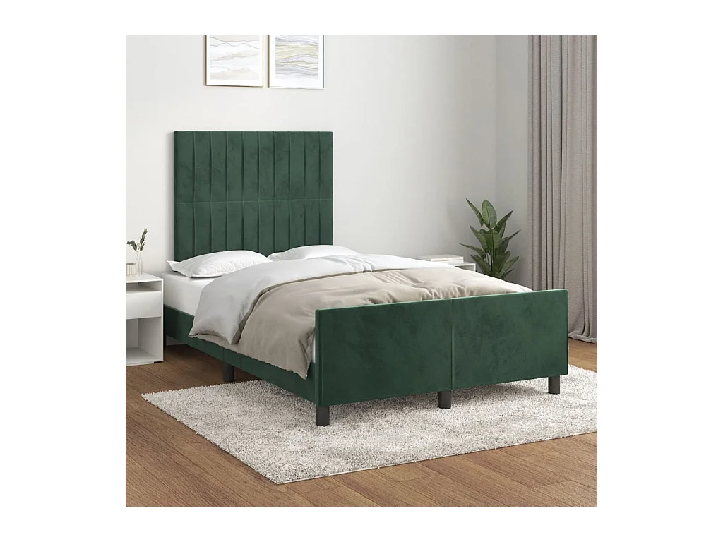Cadre de lit sans matelas vert foncé 120x190 cm velours