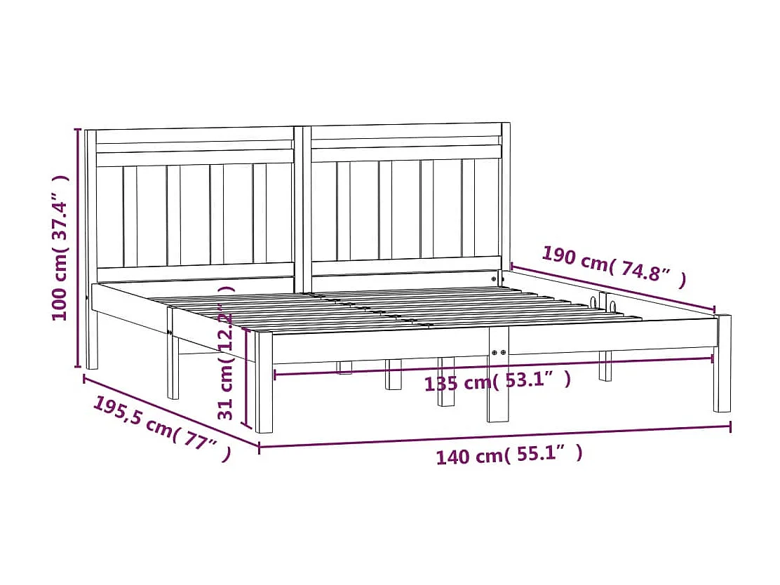 Giroletto 135x190 cm Double in legno Massello