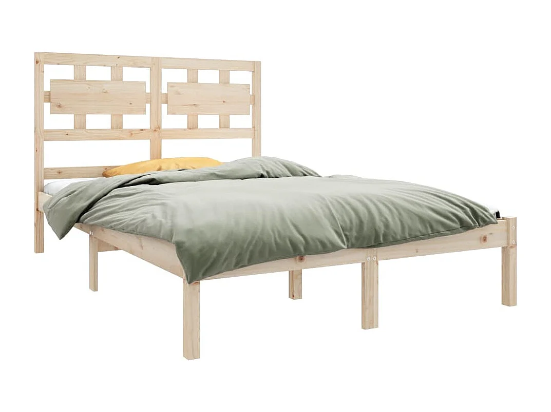 Estrutura de cama casal 135x190 cm madeira maciça