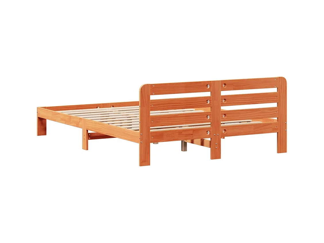 Cadre de lit sans matelas cire marron 140x200cm bois pin massif