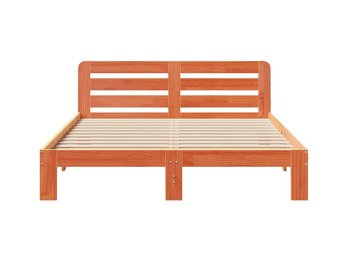 Cadre de lit sans matelas cire marron 140x200cm bois pin massif