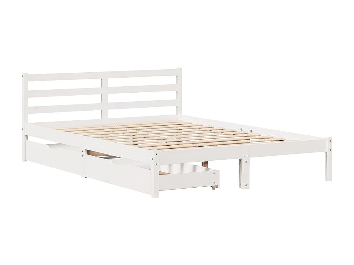 Letto senza Materasso Bianco 140x190 cm Legno Massello di Pino