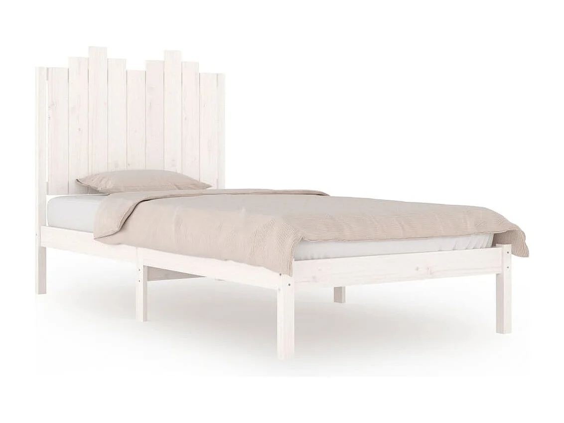 Cadre de lit sans matelas blanc bois massif 100x200 cm