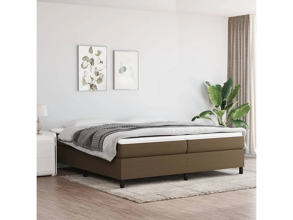 Cadre de lit sans matelas marron foncé 200x200 cm tissu