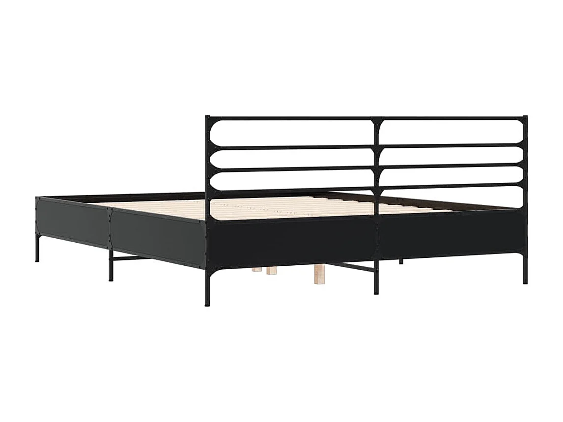 Giroletto Nero 150x200 cm in Legno Multistrato e Metallo