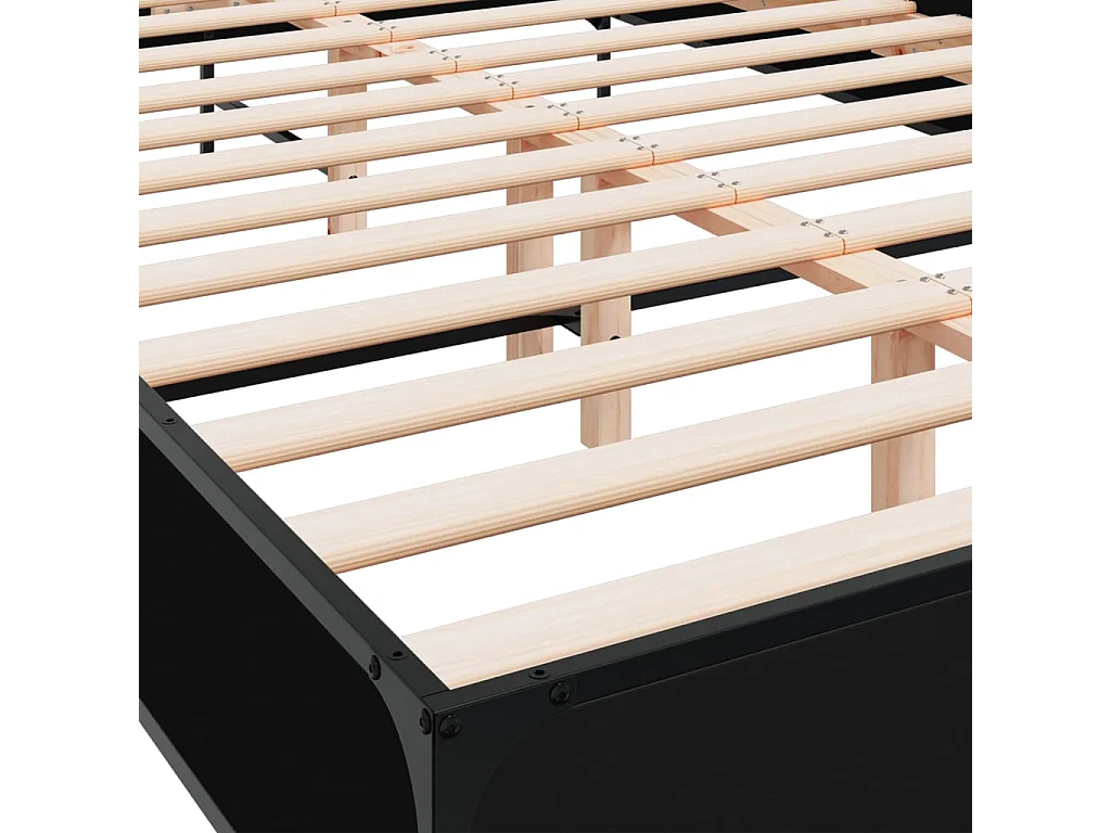 Giroletto Nero 150x200 cm in Legno Multistrato e Metallo