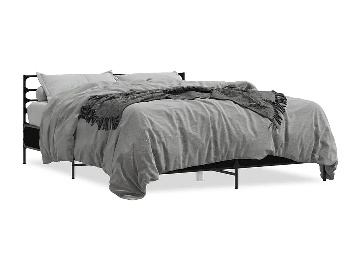 Bettgestell Schwarz 150x200 cm Holzwerkstoff und Metall