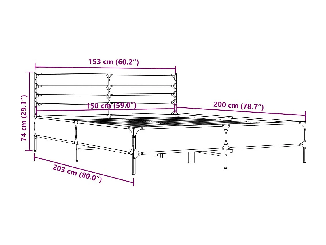 Bettgestell Schwarz 150x200 cm Holzwerkstoff und Metall