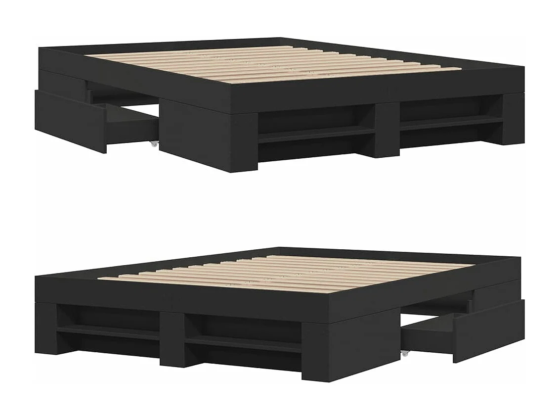Cadre de lit sans matelas noir 140x190 cm bois d'ingénierie
