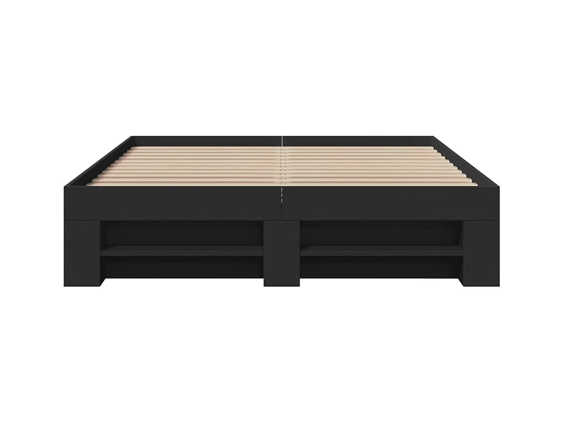 Cadre de lit sans matelas noir 140x190 cm bois d'ingénierie