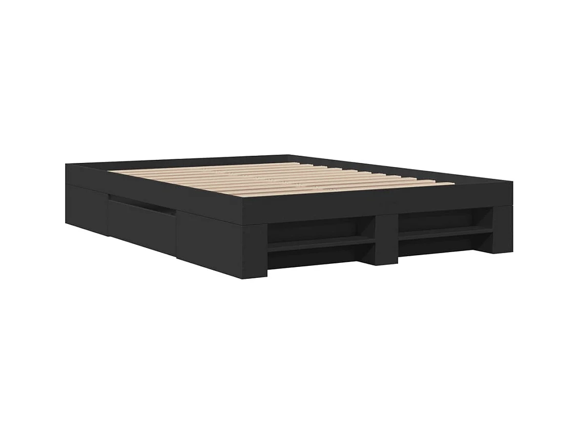 Cadre de lit sans matelas noir 140x190 cm bois d'ingénierie